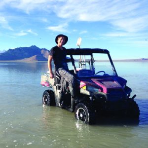 Evan Kipnis in buggy on Bonneville Salt Flats